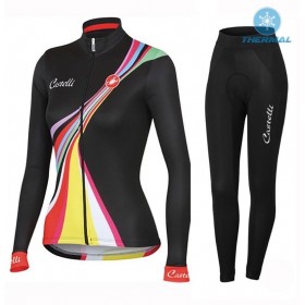 Set Wielershirt Lange Mouw + Fietsbroek Lang 2016 Castelli Viva Dames N001 Winter Thermal Fleece